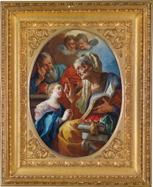 Die Unterweisung Mariens - L'educazione Della Vergine Oil Painting by Lorenzo De Caro