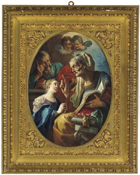 L'educazione Della Vergine: Die Unterweisung Mariens Oil Painting by Lorenzo De Caro