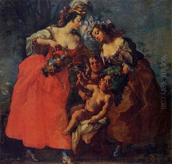 Due Donne In Giardino Oil Painting by Lorenzo De Caro