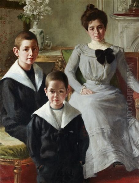 Portrait De Famille Oil Painting by Henry Caro-Delvaille