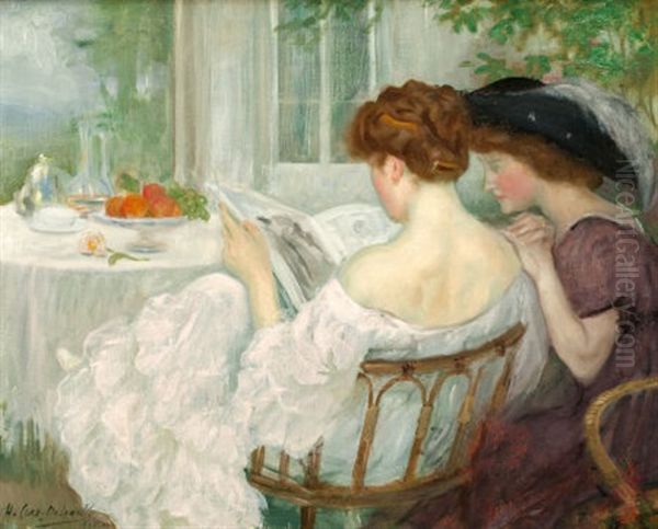 Women Reading (the Letter) Oil Painting by Henry Caro-Delvaille