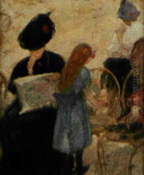 Femme Et Enfants Au Parc Oil Painting by Henry Caro-Delvaille