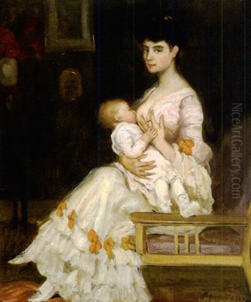 Mere A L'enfant Oil Painting by Henry Caro-Delvaille