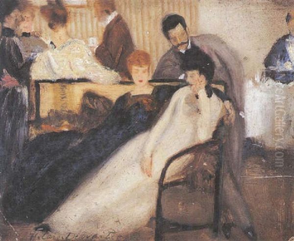 Au Salon Oil Painting by Henry Caro-Delvaille