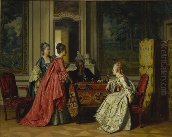 The Chess Players Oil Painting by Jean Carolus