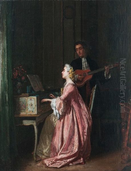 Die Musikstunde Oil Painting by Jean Carolus