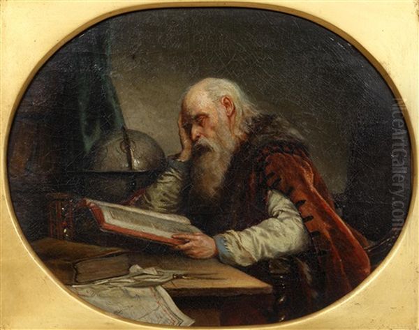 The Cartographer At His Studies Oil Painting by Jean Carolus