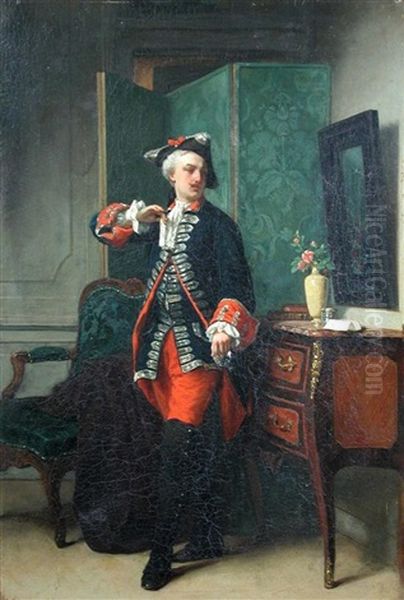 Portrait Of A French Officer Oil Painting by Jean Carolus