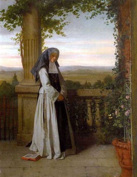 La Meditation Sur La Terrasse Oil Painting by Jean Carolus