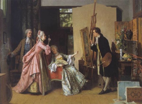 Het Bezoek Aan Het Schilderasatelier Oil Painting by Jean Carolus