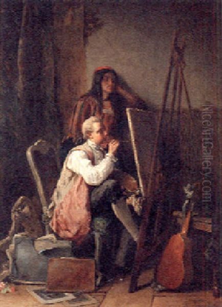 The Studio Oil Painting by Jean Carolus