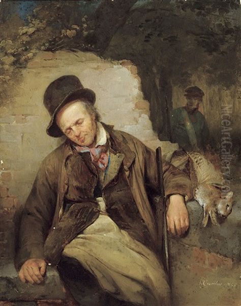 Chasseur Au Repos Oil Painting by Louis Antoine Carolus