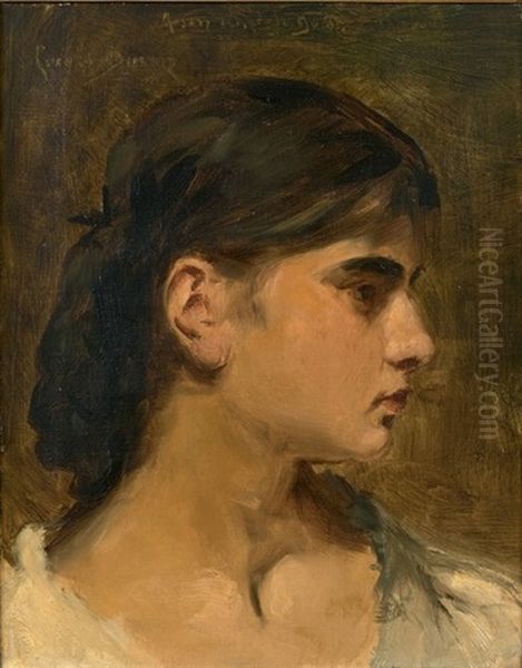 Portrait De Femme De Profil Oil Painting by  Carolus-Duran