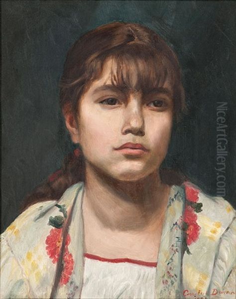 Portrait Of A Girl In Floral Shawl Oil Painting by  Carolus-Duran