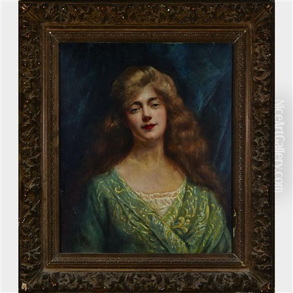 Young Woman In Green Patterned Robes Oil Painting by  Carolus-Duran