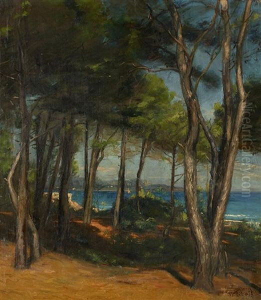 Vue D'un Littoral A Travers Les Pins Oil Painting by  Carolus-Duran