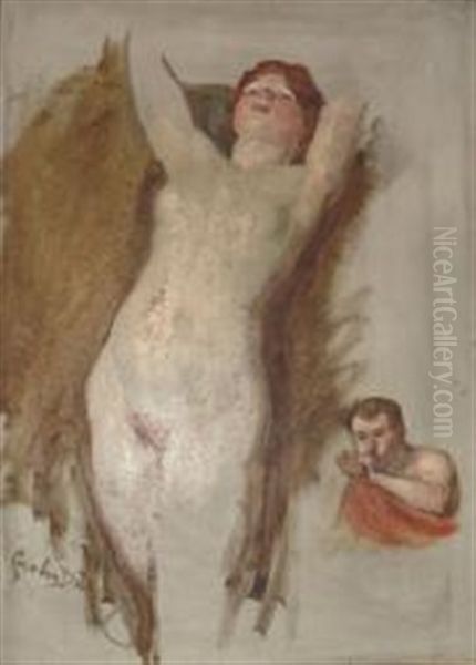 Jeune Femme Nue Et Le Satyre Oil Painting by  Carolus-Duran