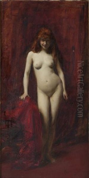 Nu A La Draperie Rouge Oil Painting by  Carolus-Duran