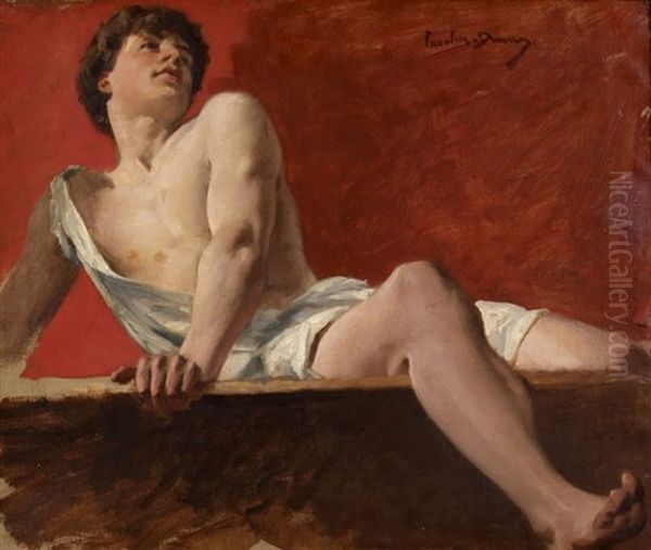 Etude D'homme Allonge Sur Une Balustrade (study) Oil Painting by  Carolus-Duran