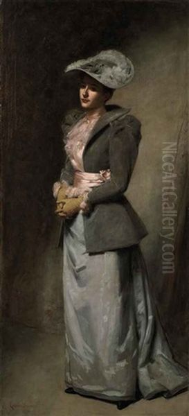 La Dame En Gris (portrait Of The Artist's Daughter, Sabine) Oil Painting by  Carolus-Duran