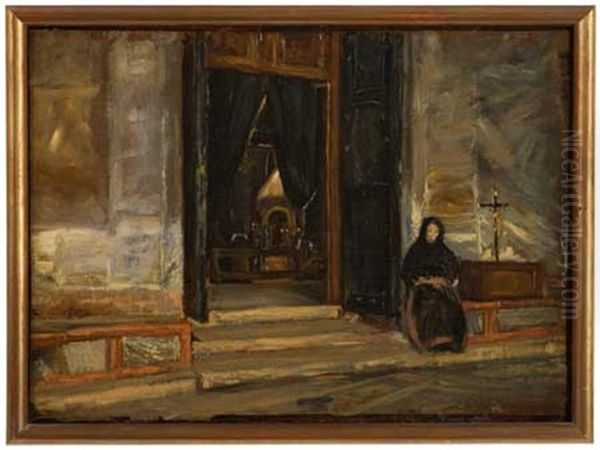 Interieur D'eglise Oil Painting by  Carolus-Duran