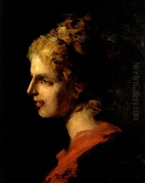 Portrait De Femme Blonde De Profil Oil Painting by  Carolus-Duran