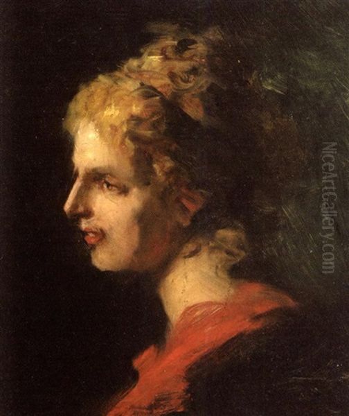 Portrait De Femme Blonde De Profil by  Carolus-Duran