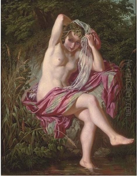 A Nymph At The Water's Edge Oil Painting by  Carolus-Duran