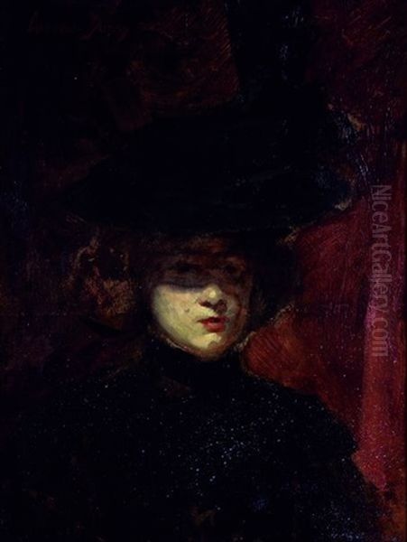 Femme A La Capeline Noire Oil Painting by  Carolus-Duran