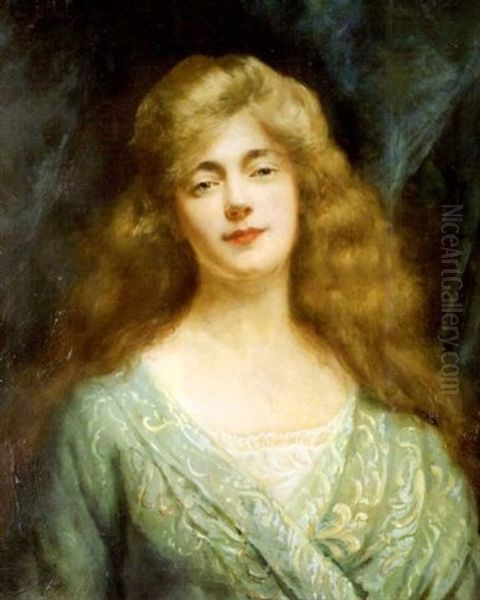 Portrait Of A Young Lady In A Green Dress Oil Painting by  Carolus-Duran