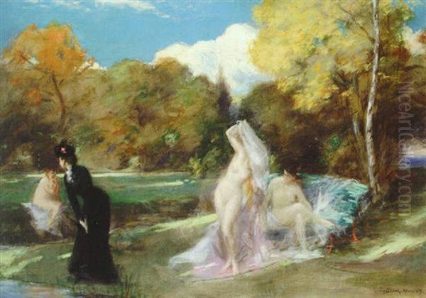 Apres La Nage (autumn) Oil Painting by  Carolus-Duran