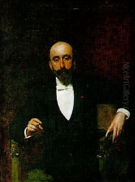 Portrait D'alexandre Billotte, Secretaire General De La Banque De France Oil Painting by  Carolus-Duran