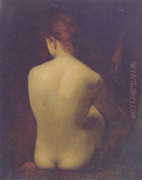 A Seated Female Nude Oil Painting by  Carolus-Duran