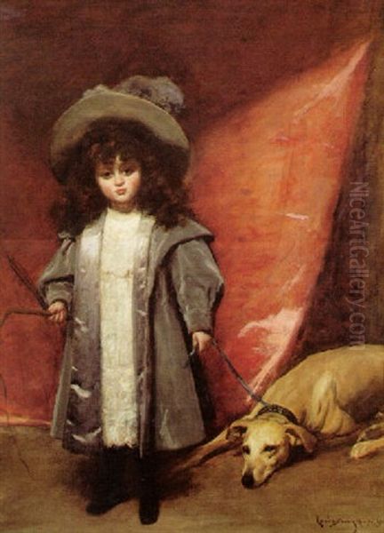 Enfant Au Chien Oil Painting by  Carolus-Duran