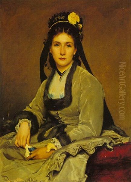 Portrait Of Madame Flandrin, Nee Marie Lebon Oil Painting by  Carolus-Duran