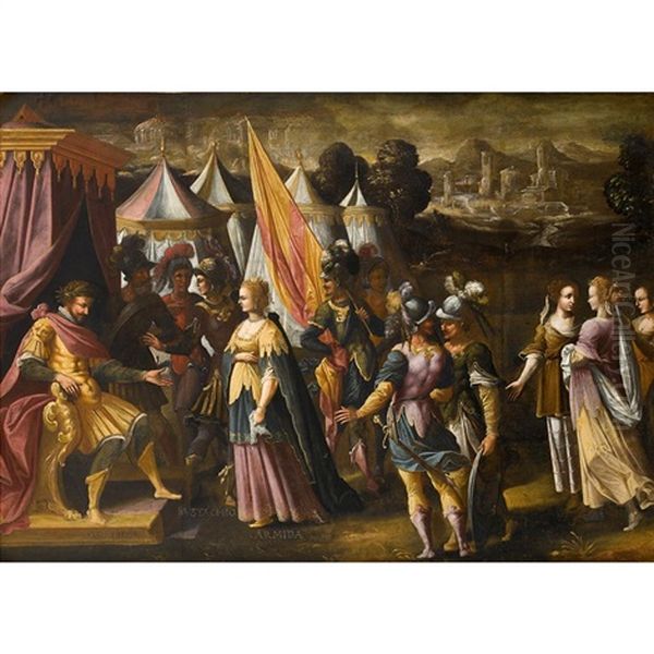 Armida And Eustachio Before Goffredo Oil Painting by Antoine Caron