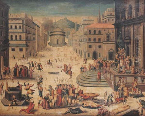 Les Massacres Du Triumvirat Oil Painting by Antoine Caron