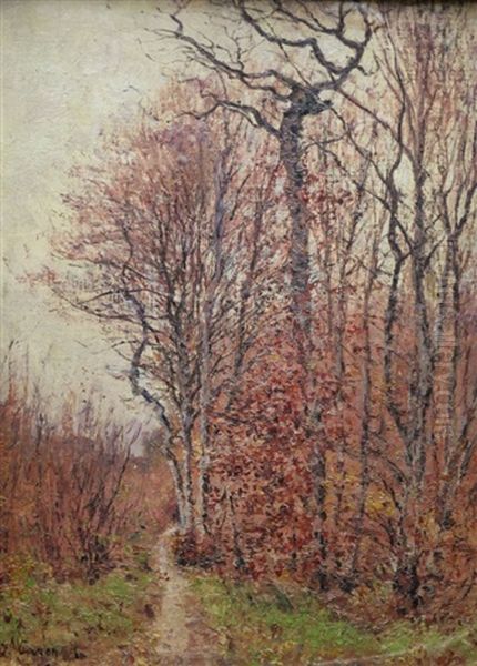 Sous Bois En Foret De Fontainebleau Oil Painting by Joseph Caron