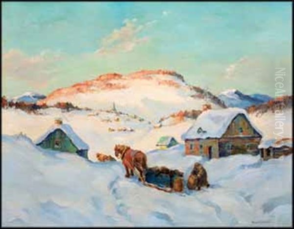 A Laurentian Evening Oil Painting by Paul Archibald Octave Caron