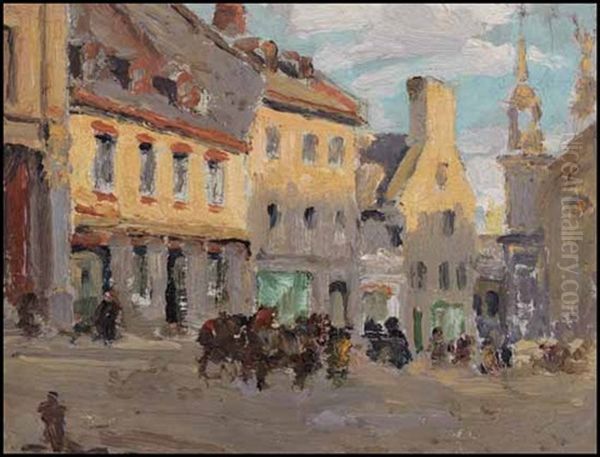 Rue Bonsecours, Montreal Oil Painting by Paul Archibald Octave Caron