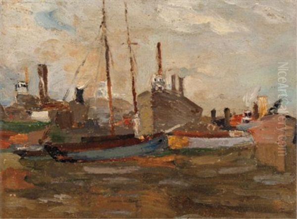 Port Of Montreal Oil Painting by Paul Archibald Octave Caron