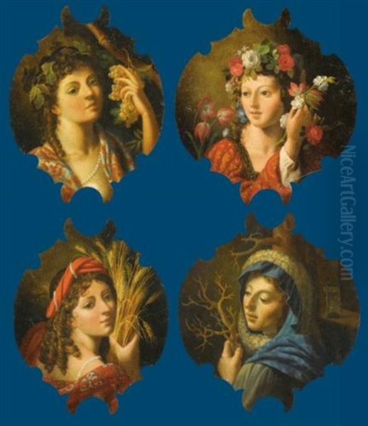 The Four Seasons (set Of 4; Various Sizes) Oil Painting by Angelo Caroselli