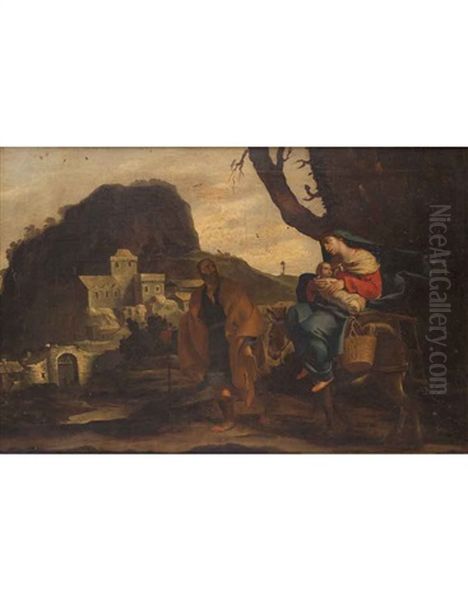 Fuga In Egitto Oil Painting by Angelo Caroselli