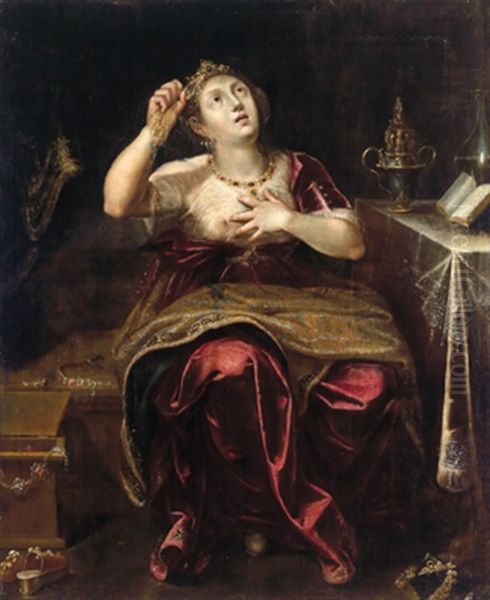 Allegorie Der Verganglichkeit - Allegoria Della Vanita Oil Painting by Angelo Caroselli