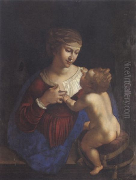 Madonna Col Bambino Oil Painting by Angelo Caroselli