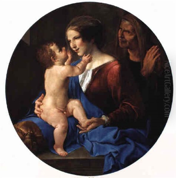 The Madonna And Child With Saint Elizabeth Oil Painting by Angelo Caroselli