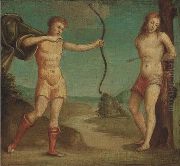 The Martyrdom Of Saint Sebastian Oil Painting by Giovanni Caroto