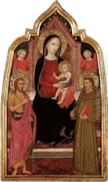 Madonna In Trono Col Bambino, Sangiovanni Battista, San Francesco E Due Angeli Oil Painting by Baldese Pseudo