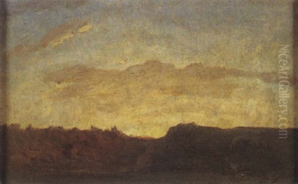 Paysage, Crepuscule Oil Painting by Jean-Baptiste Carpeaux