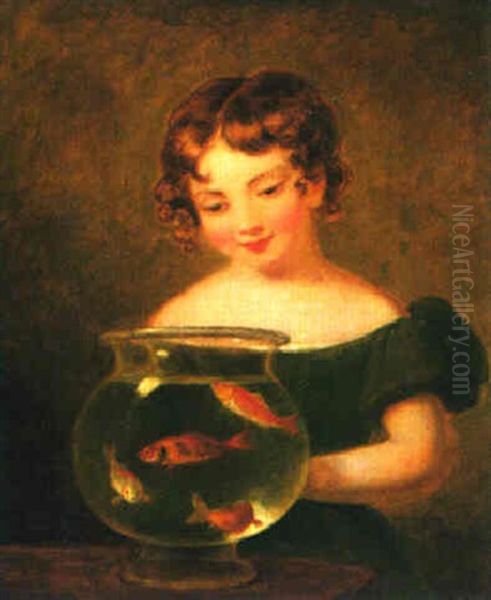 The Goldfish Bowl Oil Painting by Margaret Sarah Carpenter